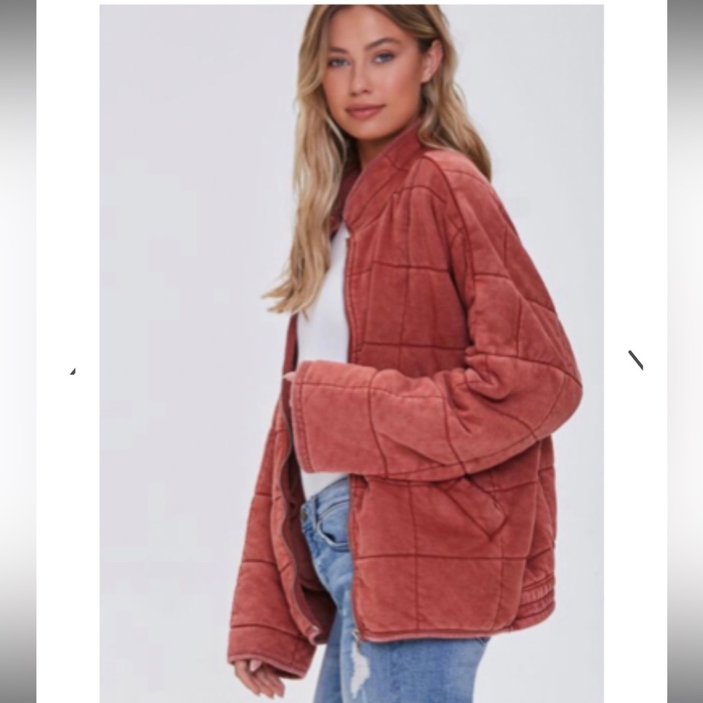 Forever 21 Quilted Zip Up Jacket (free people dupe)